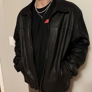Vintage Mens Columbia Black Leather Lightweight Jacket